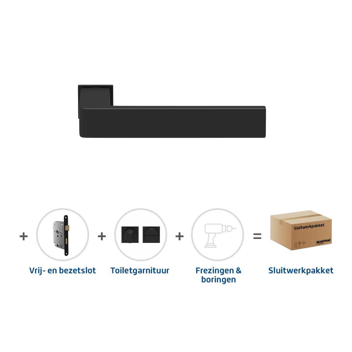 Sluitwerkpakketten met Deurkruk Quadrate 28 Minimal Zwart